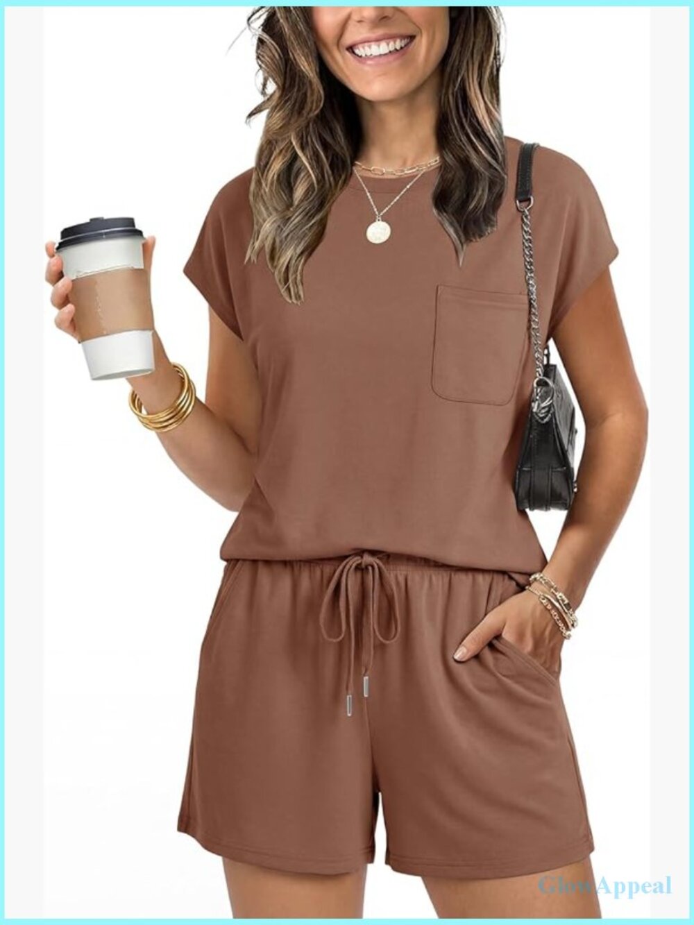 Women's 2-Piece Lounge Set Cap Sleeve Top & Shorts Relaxed Fit